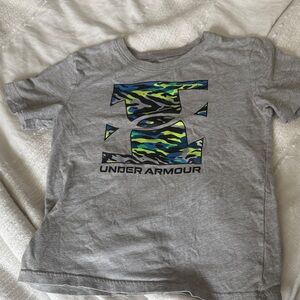 Under Armour Kids Gray Tee with Blue and Green Graphic